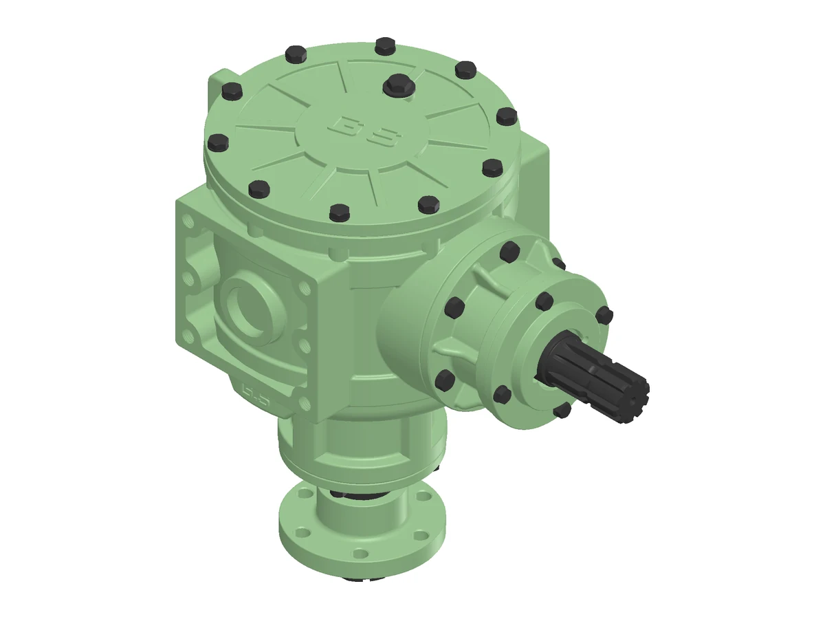 PHO-1122 Post Hole Digger Gearbox, three-quarter view