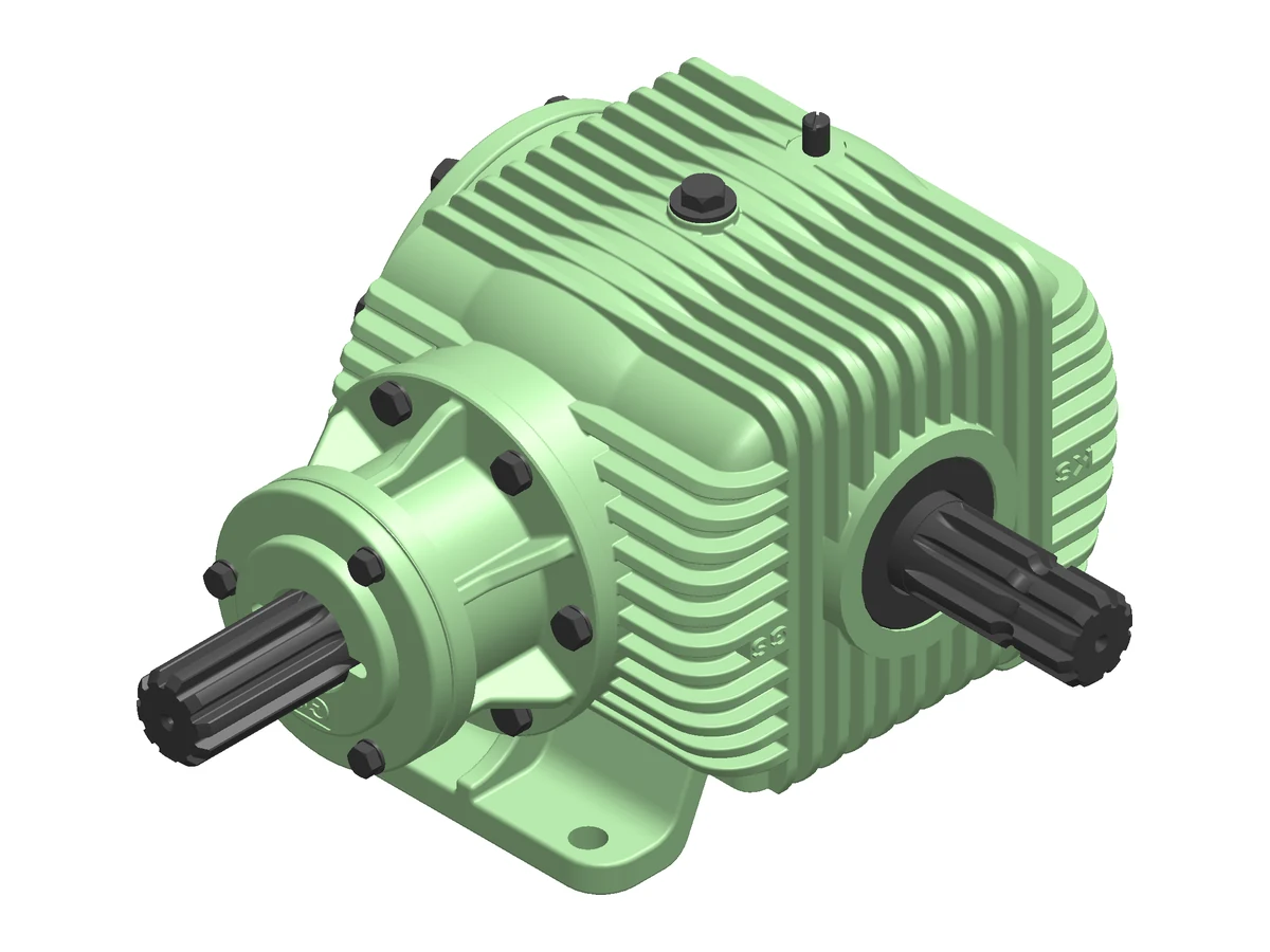 SR-2121 Straw Reaper Gearbox, three-quarter view