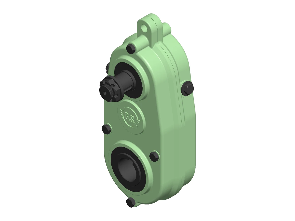 SSS-1222 Side Gearbox, three-quarter view